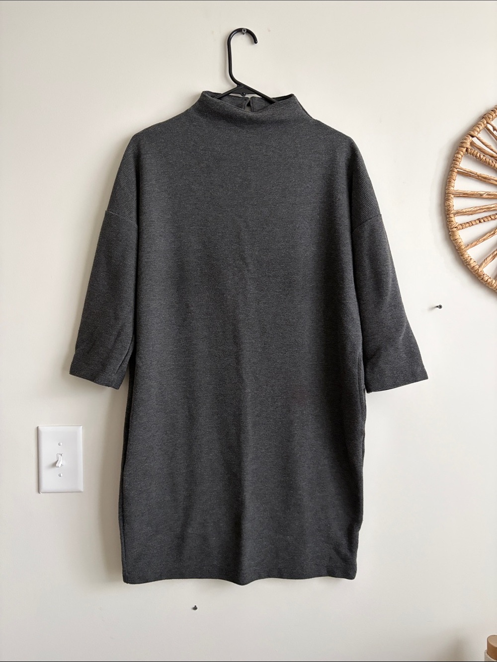 Women's Charcoal Mock Neck Sweater Dress - Size M